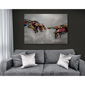 Sokak Sanatı Duvar Dekoru, Renkli Graffiti Pop Art, Banksy Tarzı Aşk Temalı Kanvas 70x100 cm