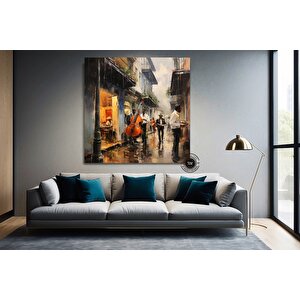 Sokak Müzisyenleri Kanvas Baskısı, Müzisyen Baskısı, Müzisyen Soyut Duvar Sanatı, Müzisyen Kanvası