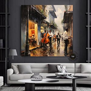 Sokak Müzisyenleri Kanvas Baskısı, Müzisyen Baskısı, Müzisyen Soyut Duvar Sanatı, Müzisyen Kanvası 120x120 cm