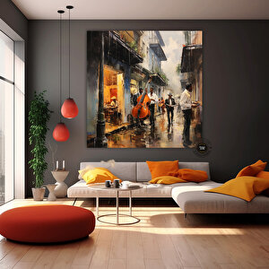 Sokak Müzisyenleri Kanvas Baskısı, Müzisyen Baskısı, Müzisyen Soyut Duvar Sanatı, Müzisyen Kanvası