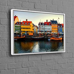 Kopenhag Nyhavn Manzarası Kanvas; Danimarka Dekoru; Şehir Manzarası