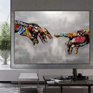 Sokak Sanatı Duvar Dekoru, Renkli Graffiti Pop Art, Banksy Tarzı Aşk Temalı Kanvas 60x90 cm