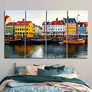 Kopenhag Nyhavn Manzarası Kanvas; Danimarka Dekoru; Şehir Manzarası