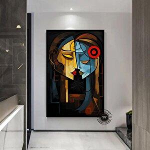 Sürreal Renkli Yüzler; Soyut Duvar Dekoru; Trend Poster; Çağdaş Duvar Sanatı; İnsan Portresi Kanvası 60x90 cm