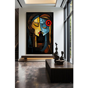 Sürreal Renkli Yüzler; Soyut Duvar Dekoru; Trend Poster; Çağdaş Duvar Sanatı; İnsan Portresi Kanvası