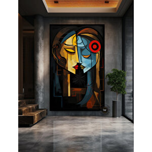 Sürreal Renkli Yüzler; Soyut Duvar Dekoru; Trend Poster; Çağdaş Duvar Sanatı; İnsan Portresi Kanvası