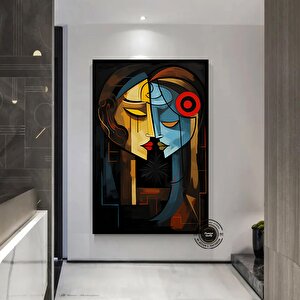 Sürreal Renkli Yüzler; Soyut Duvar Dekoru; Trend Poster; Çağdaş Duvar Sanatı; İnsan Portresi Kanvası 140x200 cm