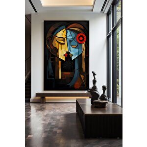 Sürreal Renkli Yüzler; Soyut Duvar Dekoru; Trend Poster; Çağdaş Duvar Sanatı; İnsan Portresi Kanvası