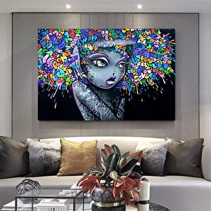 Güzel Kızlar Graffiti Kanvas Tablosu, Sokak Sanatı Baskısı, Oturma Odası Duvar Dekoru 50x70 cm