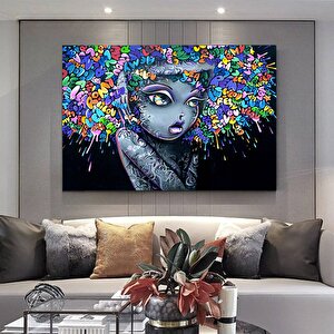 Güzel Kızlar Graffiti Kanvas Tablosu, Sokak Sanatı Baskısı, Oturma Odası Duvar Dekoru