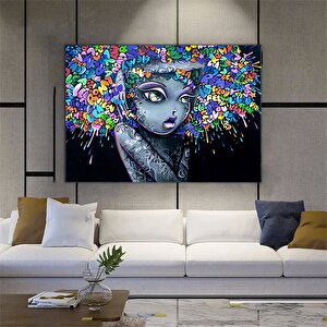 Güzel Kızlar Graffiti Kanvas Tablosu, Sokak Sanatı Baskısı, Oturma Odası Duvar Dekoru