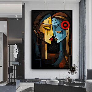 Sürreal Renkli Yüzler; Soyut Duvar Dekoru; Trend Poster; Çağdaş Duvar Sanatı; İnsan Portresi Kanvası 100x150 cm