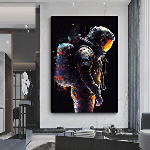 Astronotun Renkli Soyut Resmi, Graffiti Astronot Sanatı, Çağdaş Uzay Sanatı 70x100 cm