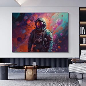 Astronot Yağlıboya Tarzı Kanvas, Uzay Temalı Duvar Dekoru 50x70 cm