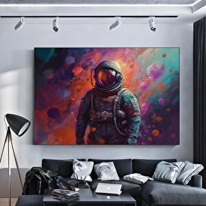 Astronot Yağlıboya Tarzı Kanvas, Uzay Temalı Duvar Dekoru 100x150 cm
