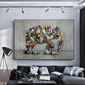 Banksy Kanvas Dekoru; Sokak Sanatı; Graffiti Tablosu 120x150 cm