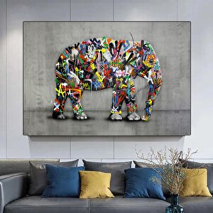 Banksy Kanvas Dekoru; Sokak Sanatı; Graffiti Tablosu 70x150 cm