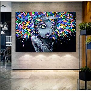 Güzel Kızlar Graffiti Kanvas Tablosu, Sokak Sanatı Baskısı, Oturma Odası Duvar Dekoru 20x30 cm