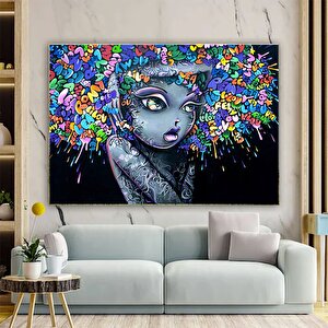 Güzel Kızlar Graffiti Kanvas Tablosu, Sokak Sanatı Baskısı, Oturma Odası Duvar Dekoru