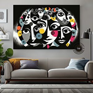 Çağdaş Sanat Kanvası – Soyut İnsan Figürleri; Renkli Yüz Kanvası; İnsan Portresi Poster; Modern Duva