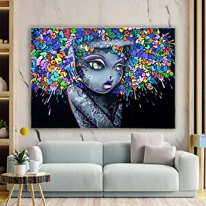 Güzel Kızlar Graffiti Kanvas Tablosu, Sokak Sanatı Baskısı, Oturma Odası Duvar Dekoru