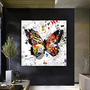 Kelebek Kanvas Dekorları, Banksy Tarzı Graffiti Kanvas, Sokak Sanatı Baskısı