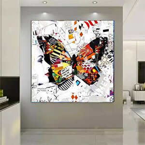 Kelebek Kanvas Dekorları, Banksy Tarzı Graffiti Kanvas, Sokak Sanatı Baskısı
