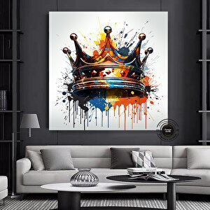Taç Grafiti Duvar Sanatı, Taç Grafiti Sanatı, Kral Tacı Dijital Sanat Baskısı, Sokak Pop Art 50x50 cm