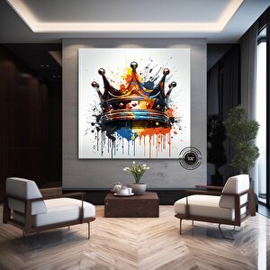 Taç Grafiti Duvar Sanatı, Taç Grafiti Sanatı, Kral Tacı Dijital Sanat Baskısı, Sokak Pop Art 50x50 cm