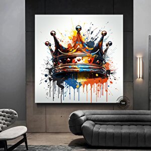 Taç Grafiti Duvar Sanatı, Taç Grafiti Sanatı, Kral Tacı Dijital Sanat Baskısı, Sokak Pop Art 50x50 cm