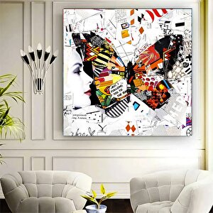 Kelebek Kanvas Dekorları, Banksy Tarzı Graffiti Kanvas, Sokak Sanatı Baskısı