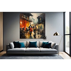 Sokak Müzisyenleri Kanvas Baskısı; Müzisyen Tablosu; Soyut Müzisyen Duvar Sanatı; Müzisyen Kanvası