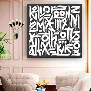 Büyük Soyut Retna Duvar Sanatı – Amerikan Grafiti Reprodüksiyonu, Kanvas Tablo, Poster Baskı 60x60 cm
