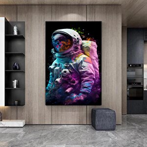 Renkli Soyut Astronot Tablosu – Graffiti Tarzı Astronot Sanatı; Çağdaş Uzay Sanatı; Canlı Astronot R