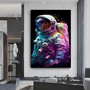 Renkli Soyut Astronot Tablosu – Graffiti Tarzı Astronot Sanatı; Çağdaş Uzay Sanatı; Canlı Astronot R 80x120 cm