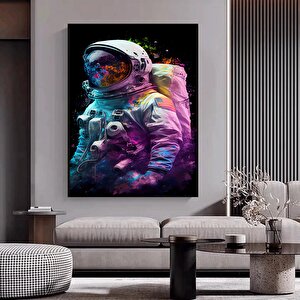 Renkli Soyut Astronot Tablosu – Graffiti Tarzı Astronot Sanatı; Çağdaş Uzay Sanatı; Canlı Astronot R 80x120 cm