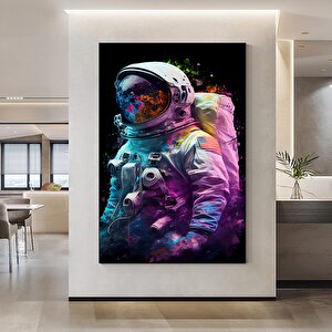 Renkli Soyut Astronot Tablosu – Graffiti Tarzı Astronot Sanatı; Çağdaş Uzay Sanatı; Canlı Astronot R 70x100 cm