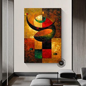 Soyut Modern Ve Çağdaş Şekiller Tablosu, Kanvas Duvar Dekoru, Soyut Sanat Tablosu 90x180 cm