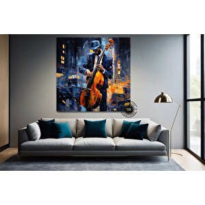 Sokak Müzisyenleri Kanvas Tablo | Soyut Müzik Sanatı 100x100 cm