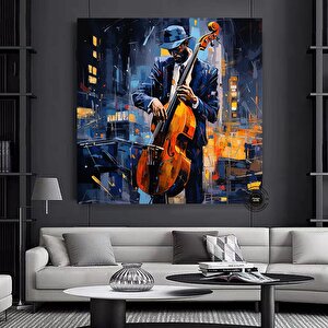 Sokak Müzisyenleri Kanvas Tablo | Soyut Müzik Sanatı 50x50 cm