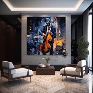 Sokak Müzisyenleri Kanvas Tablo | Soyut Müzik Sanatı 50x50 cm