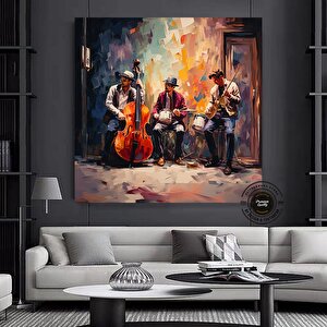 Sokak Müzisyenleri Kanvas Baskısı; Müzisyen Soyut Duvar Sanatı 70x70 cm