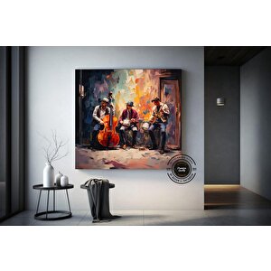 Sokak Müzisyenleri Kanvas Baskısı; Müzisyen Soyut Duvar Sanatı