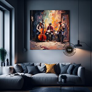 Sokak Müzisyenleri Kanvas Baskısı; Müzisyen Soyut Duvar Sanatı