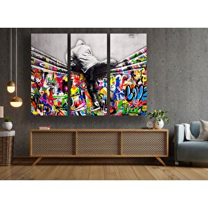 Banksy Stil Kanvas; Sokak Graffiti Baskı