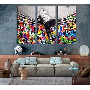 Banksy Stil Kanvas; Sokak Graffiti Baskı