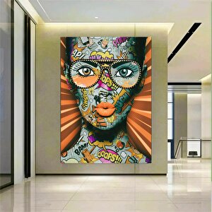 Kadın Pop Art Graffiti Kanvası, Renkli Duvar Dekoru, Banksy Tarzı Kadın Kanvas