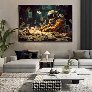 Para Ve Astronot Temalı Kanvas Tablo, Astronot Duvar Dekoru