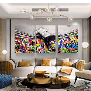 Banksy Stil Kanvas; Sokak Graffiti Baskı 60x120 cm