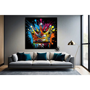 Taç Grafiti Duvar Sanatı; Taç Grafiti Sanatı; Kral Taç Dijital Sanat Baskısı; Sokak Pop Sanatı; Mode 100x100 cm